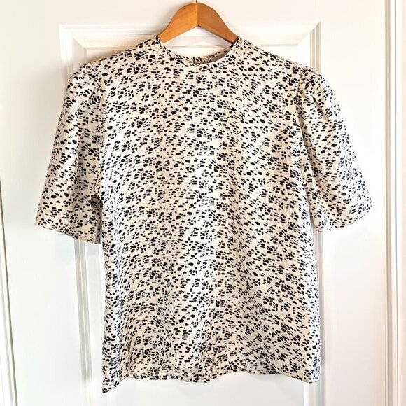 Vintage Adrianna Papell Black Ivory Silk Jacquard Blouse - Picture 1 of 4